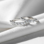 Lab Grown Diamond Half Eternity Ring: 14k Gold Marquise Stacking Band, Marquise Wedding Band, Shared Prong Band, Dainty Jewelry Gift