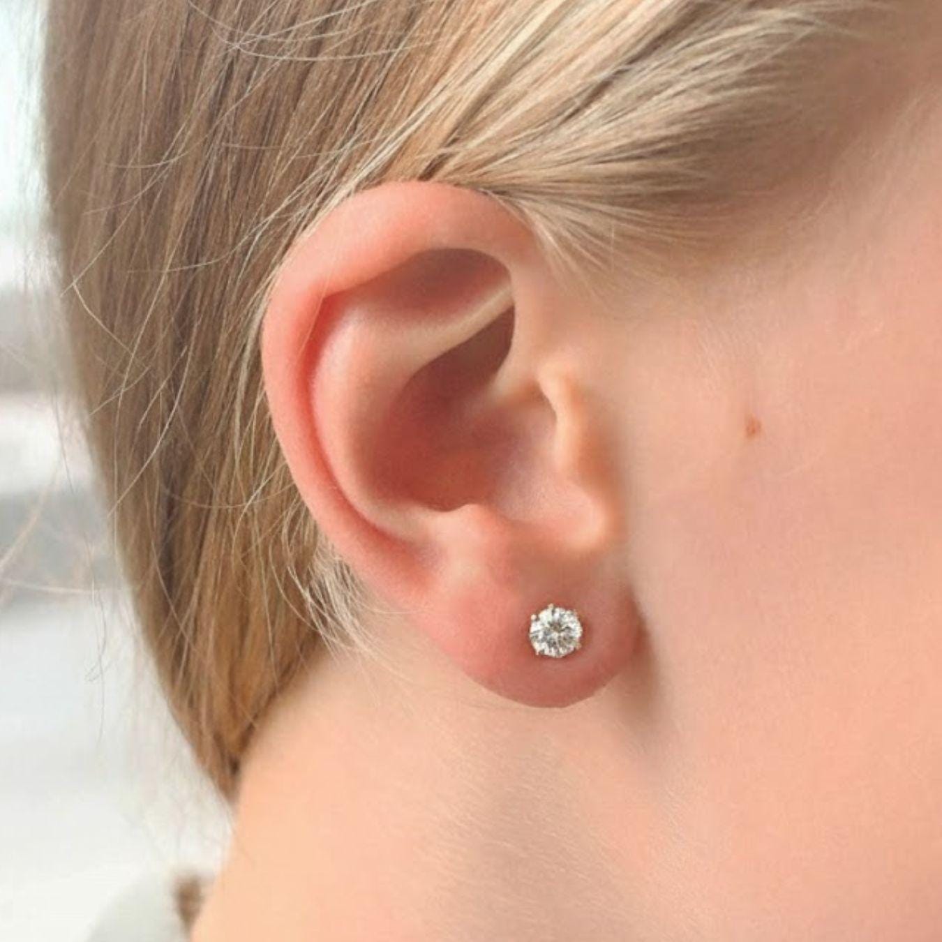 1.00 CT Round Cut Lab Grown Diamond Stud Earrings