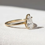 2.5 CT Pear Lab Grown Diamond Solitaire Ring, Handmade Cathedral 14K Gold