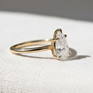2.5 CT Pear Lab Grown Diamond Solitaire Cathedral Ring