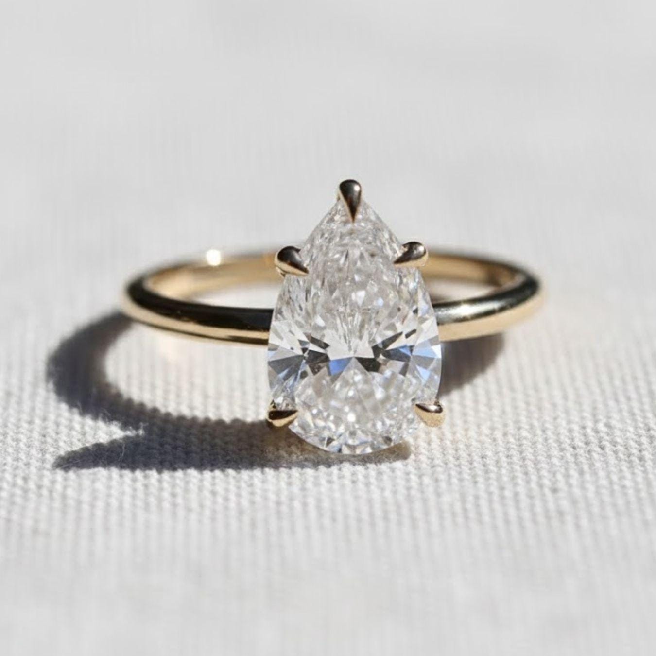 2.5 CT Pear Lab Grown Diamond Solitaire Cathedral Ring