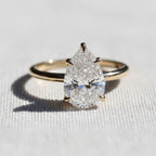 2.5 CT Pear Lab Grown Diamond Solitaire Ring, Handmade Cathedral 14K Gold