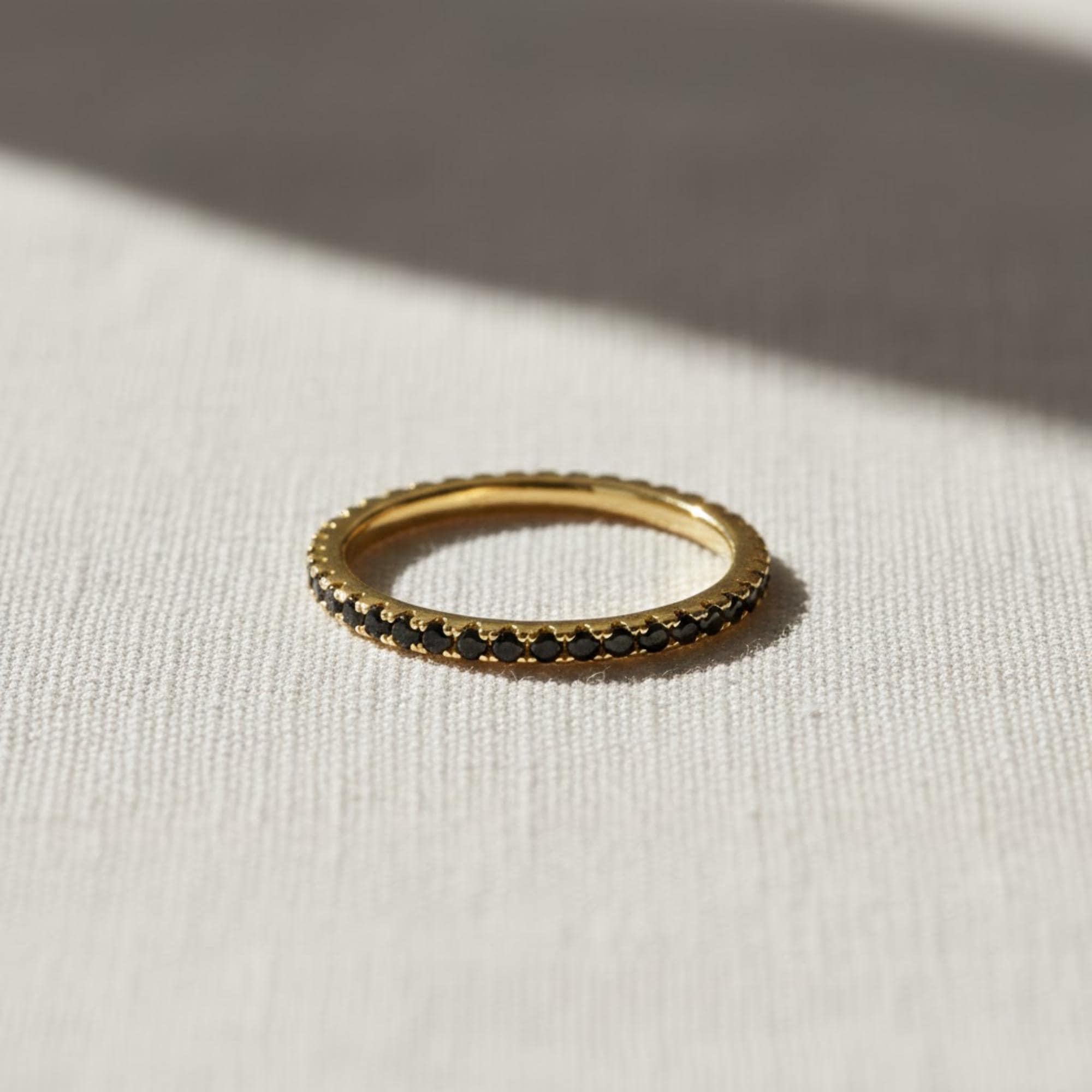 14K Gold Black Diamond Eternity Ring