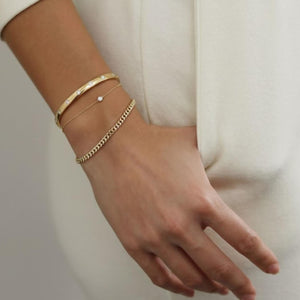 14K Round Diamond Cuff Bangle Bracelet