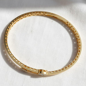14K Gold Lab Diamond Open Cuff Bangle Bracelet