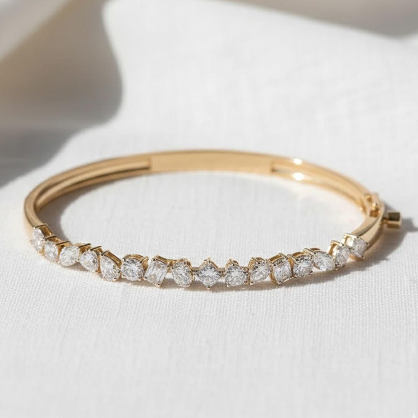 Multi Shape Lab Diamond Bangle Bracelet