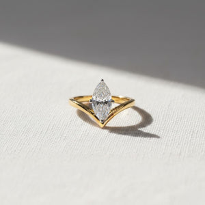 Marquise Cut Lab Diamond Solitaire Engagement Ring