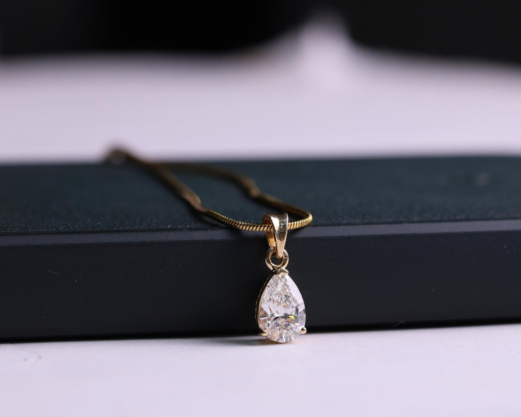 Lab Diamond Solitaire Engagement Pendant/ Pear Cut Lab Grown Diamond Bridesmaid Pendant/ 14K Gold Eco Friendly Diamond Pendant Gift For Her