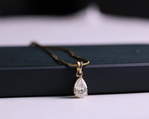 Pear Lab Diamond Solitaire Pendant, 14K Gold