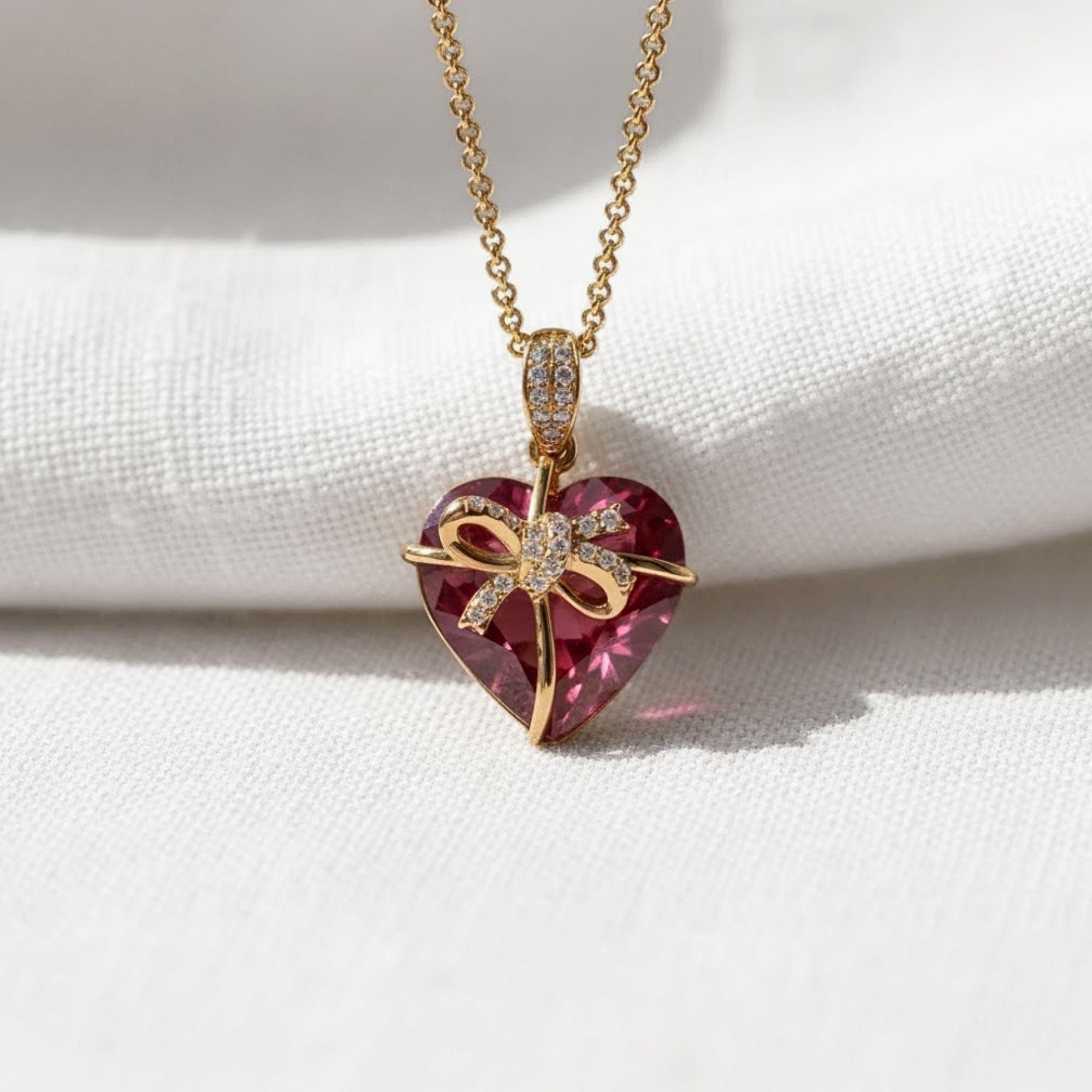Dainty Diamond Heart Pendant, 14K Gold