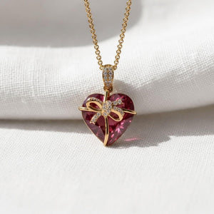 Dainty Diamond Heart Pendant, 14K Gold