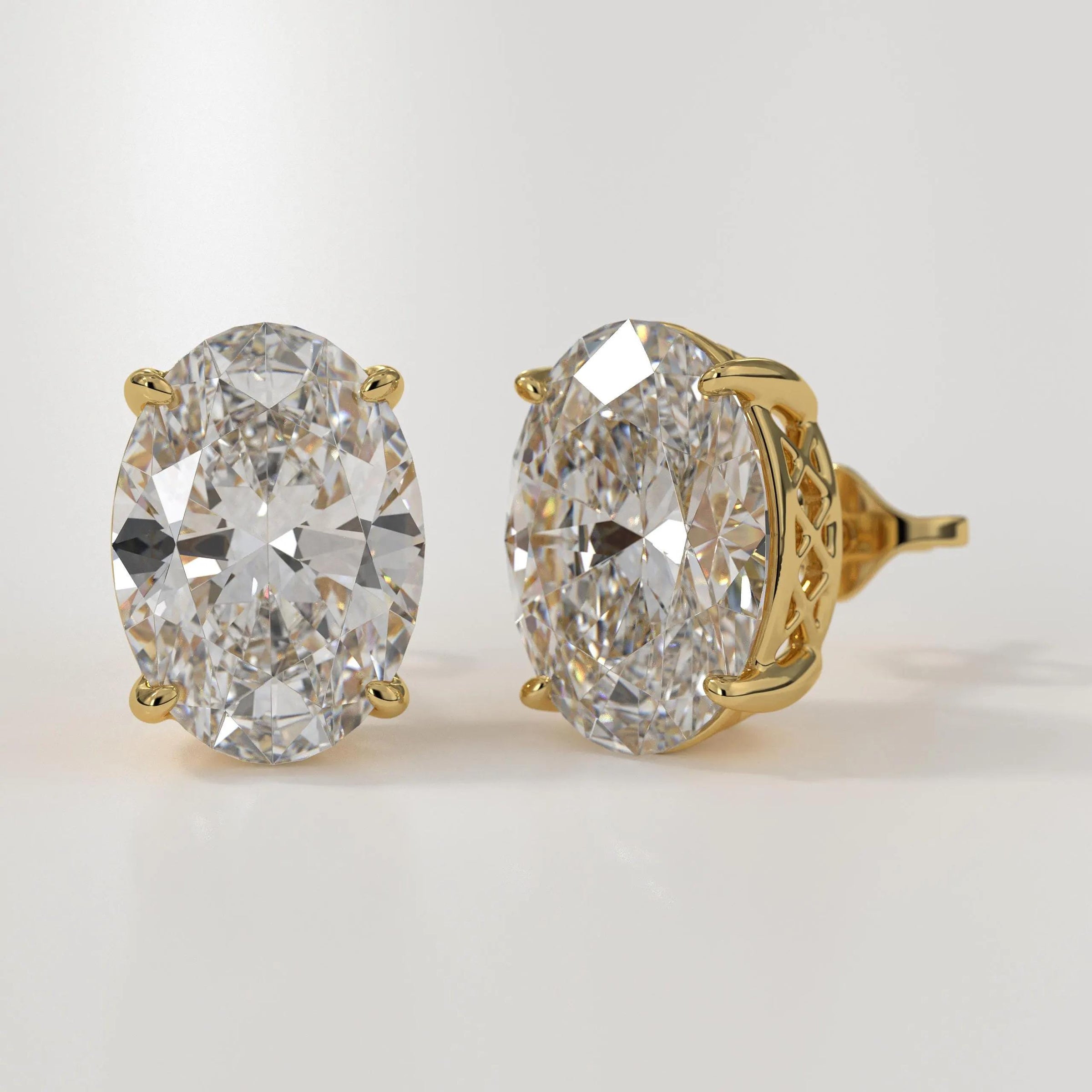 14K Oval Shaped Lab Diamond Stud Earrings
