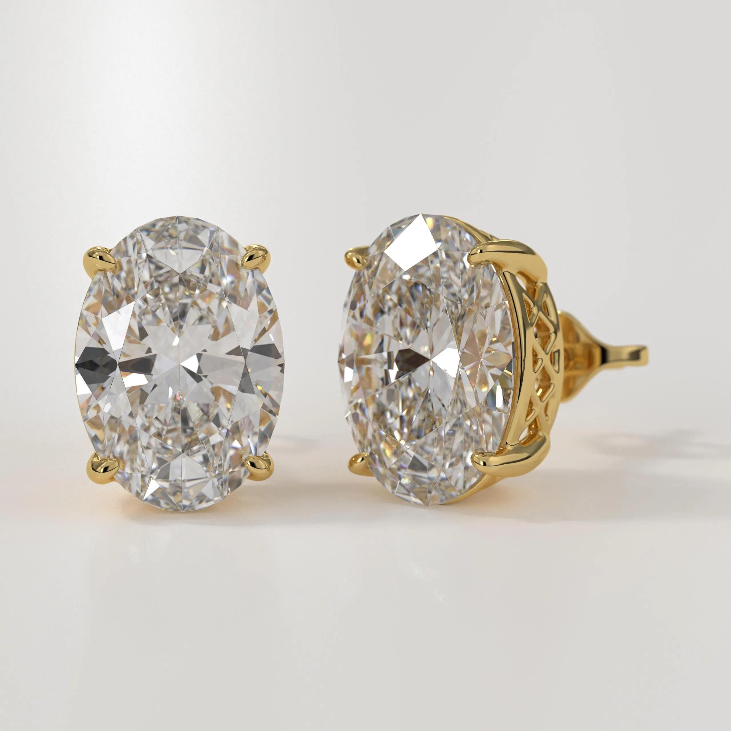 14K Oval Shaped Lab Diamond Stud Earrings, IGI Certified Diamond Studs 14K Lab Grown diamond studs, everyday diamond earrings, gift for her