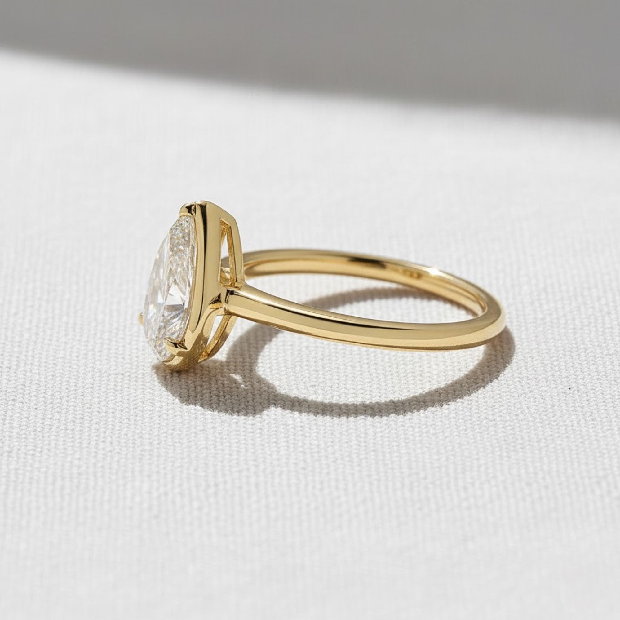 Pear Shaped Lab Created Diamond Ring