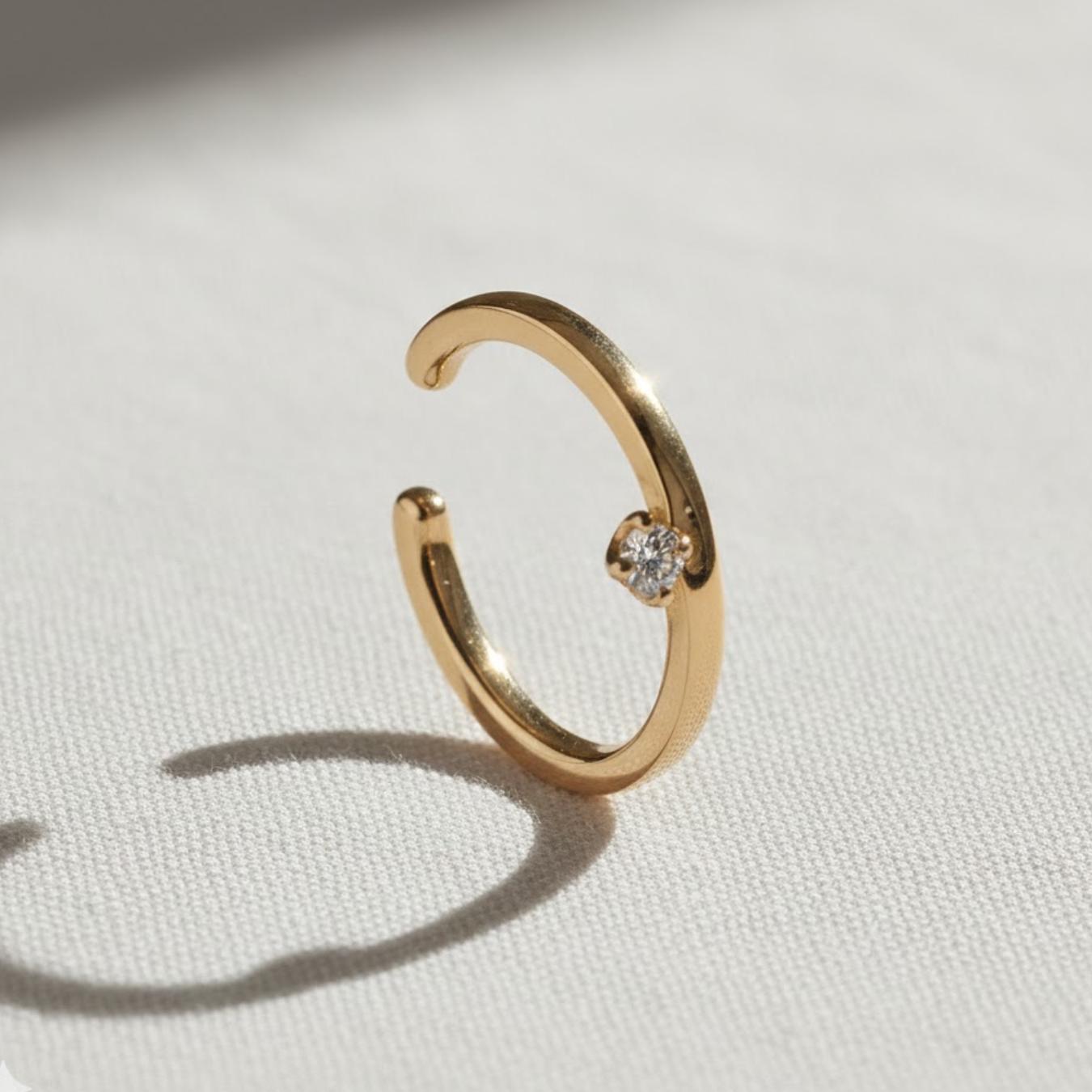 Dainty 14K Solid Gold Diamond Ear Cuff | No Piercing Earring