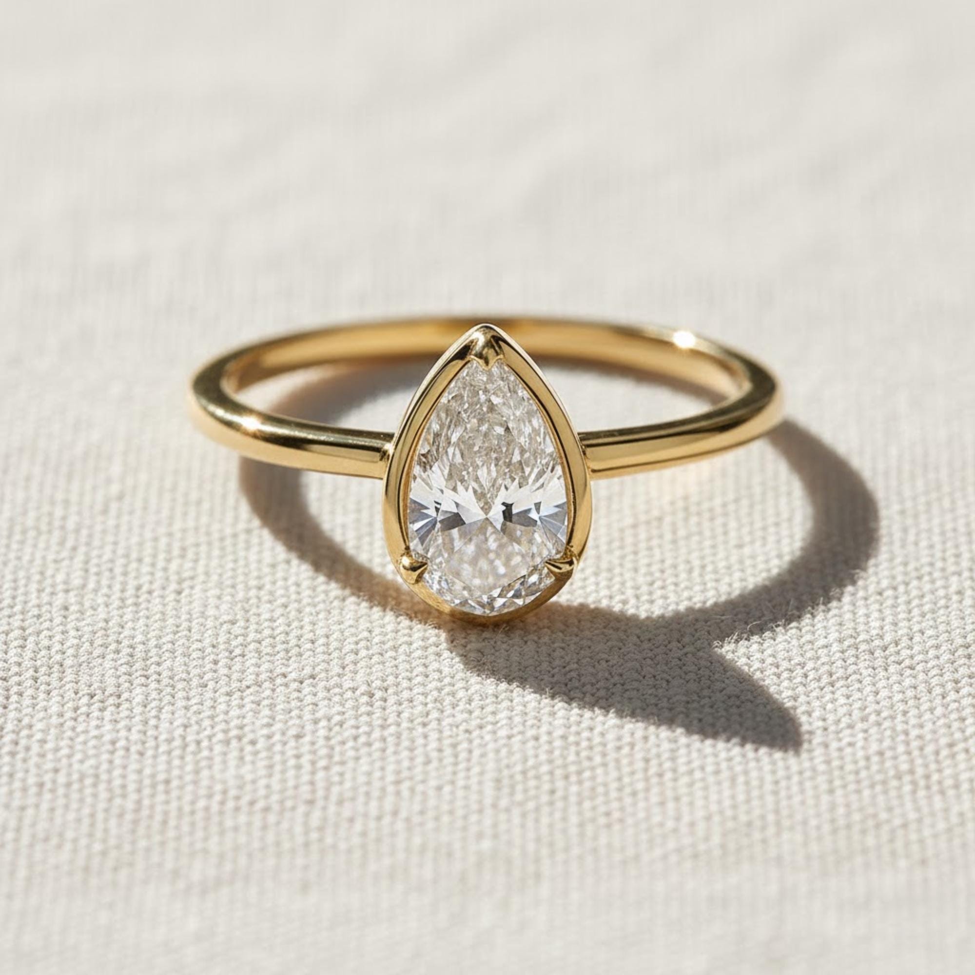 Pear Shaped Lab Created Diamond Ring