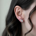 1 CT Pear Lab Grown Diamond Stud Earrings: 14k White Gold 3-Prong