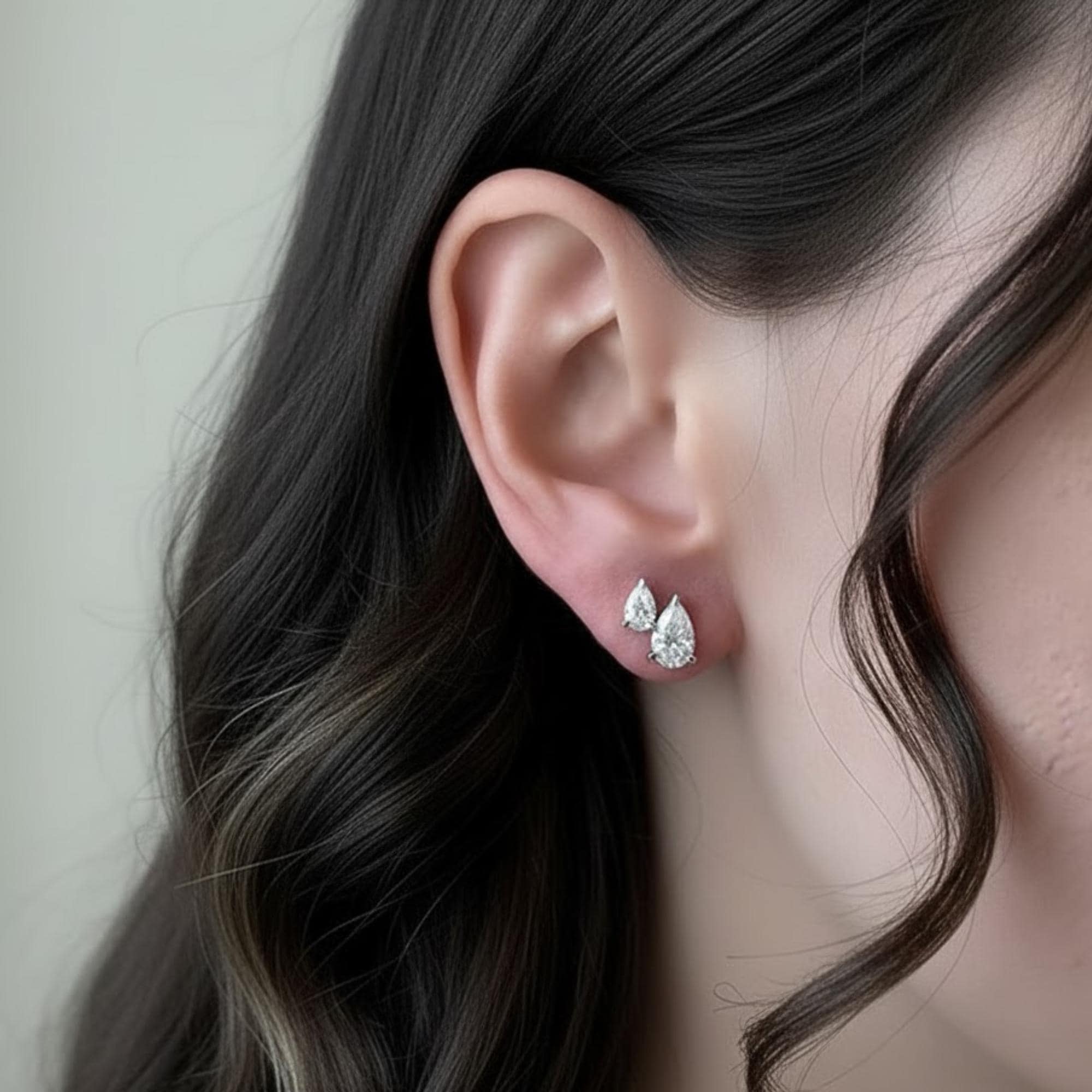 Pear Lab Diamond Stud Earrings