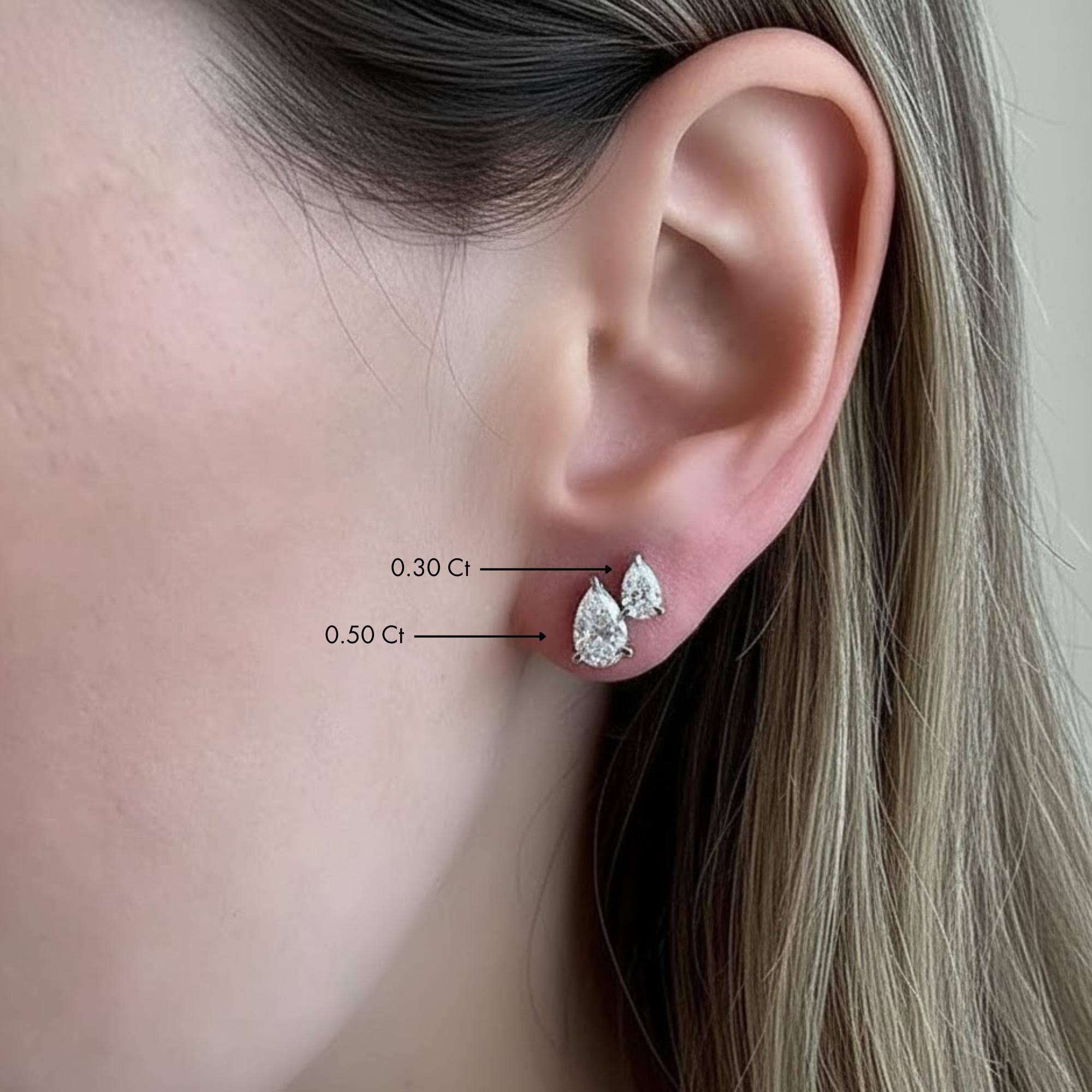 Pear Lab Diamond Stud Earrings