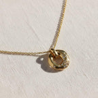 14k Gold Diamond Circle Necklace: Floating Pendant, Circle of Life, Donut Necklace