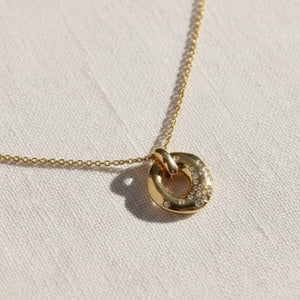 14K Gold Floating Diamond Circle Necklace
