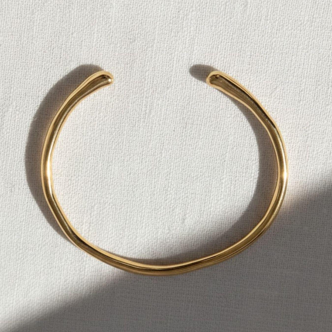 14K Gold Plated Diamond Open Cuff Bangle