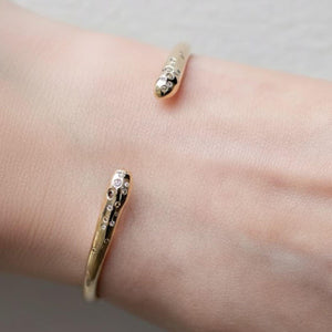 14K Gold Plated Diamond Open Cuff Bangle