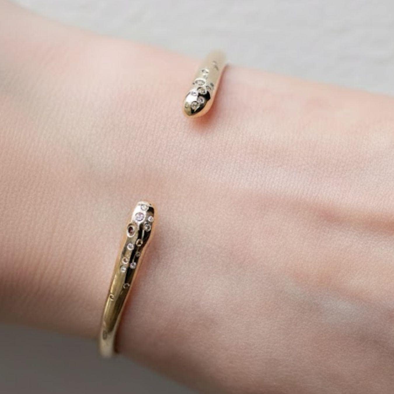Silver Lab Diamond Open Cuff Bangle, Cluster Bracelet