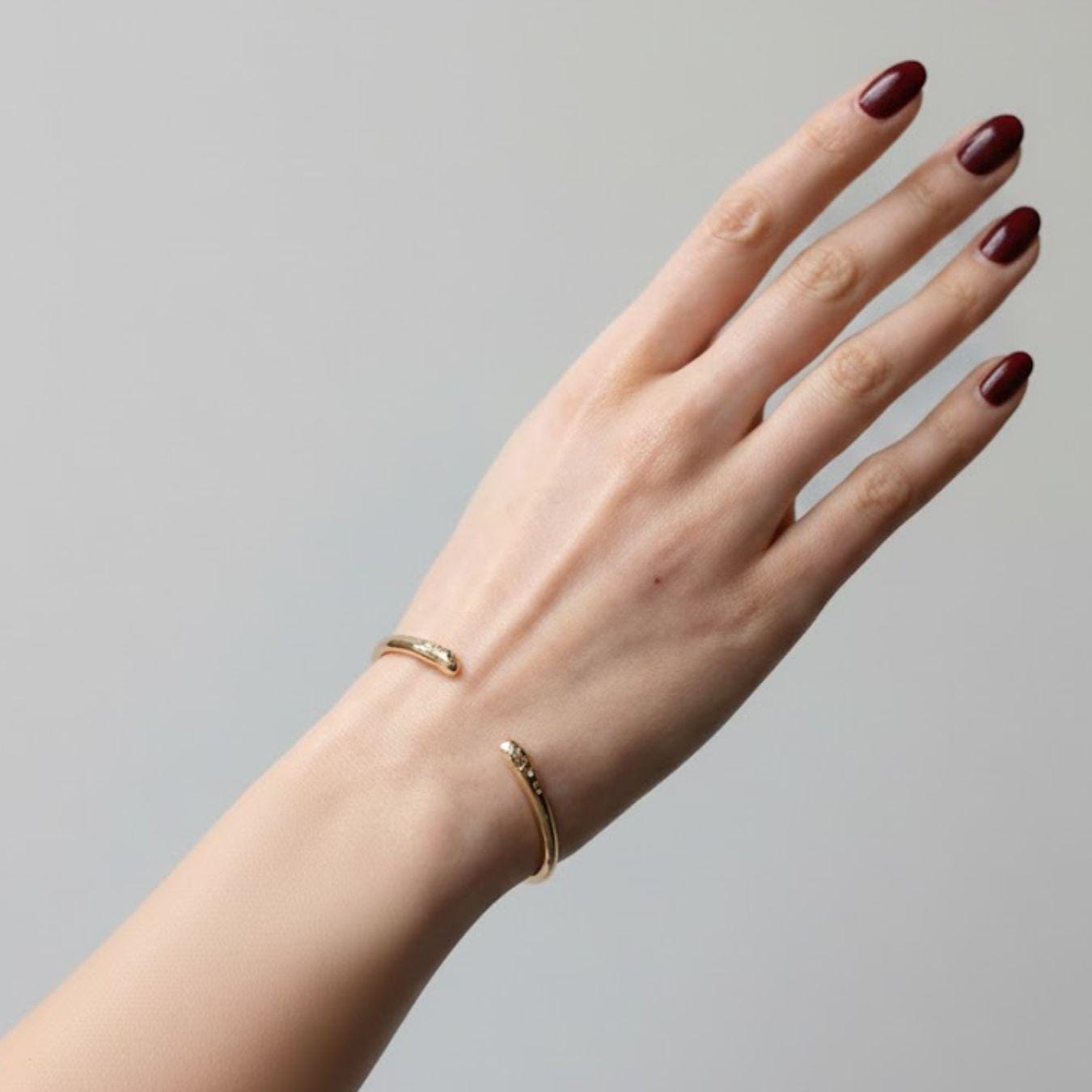 14K Gold Plated Diamond Open Cuff Bangle