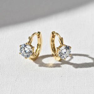 14K Gold Diamond Hoop Earrings