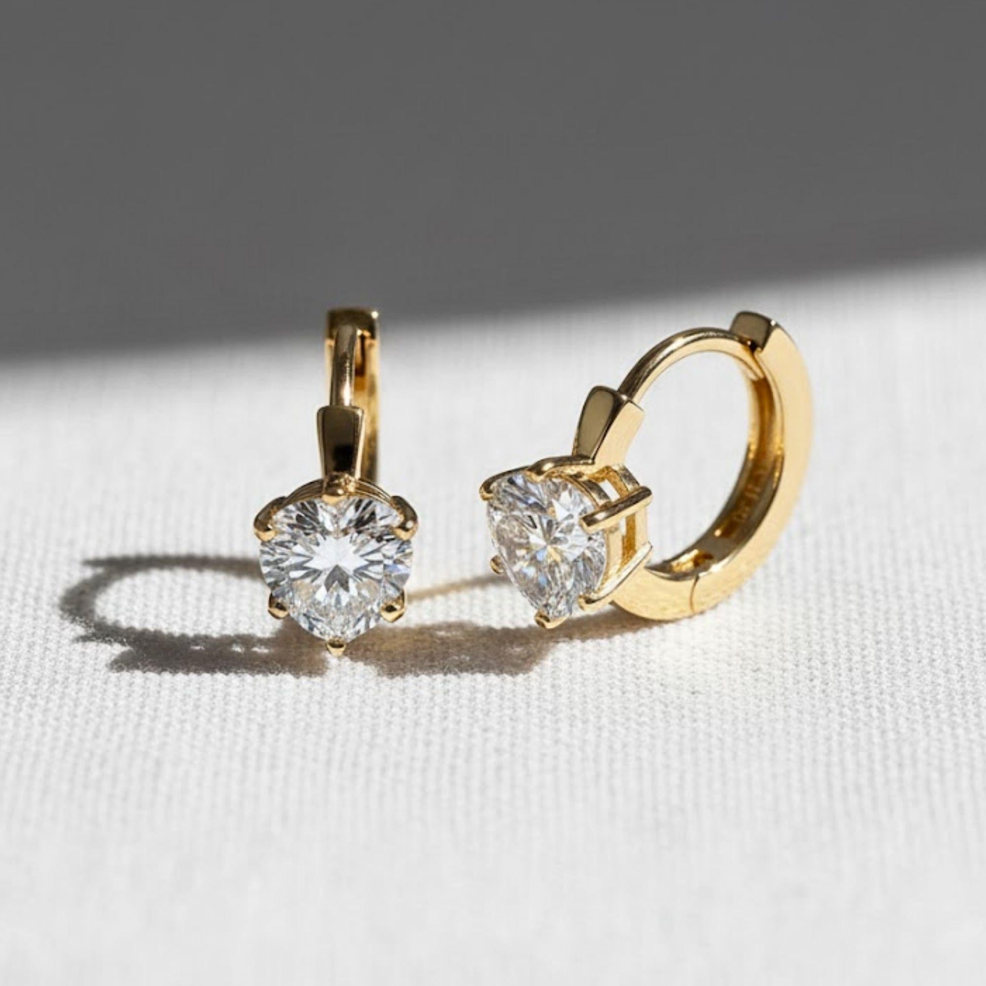 14K Gold Diamond Hoop Earrings