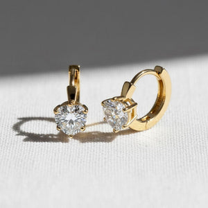14K Gold Diamond Hoop Earrings