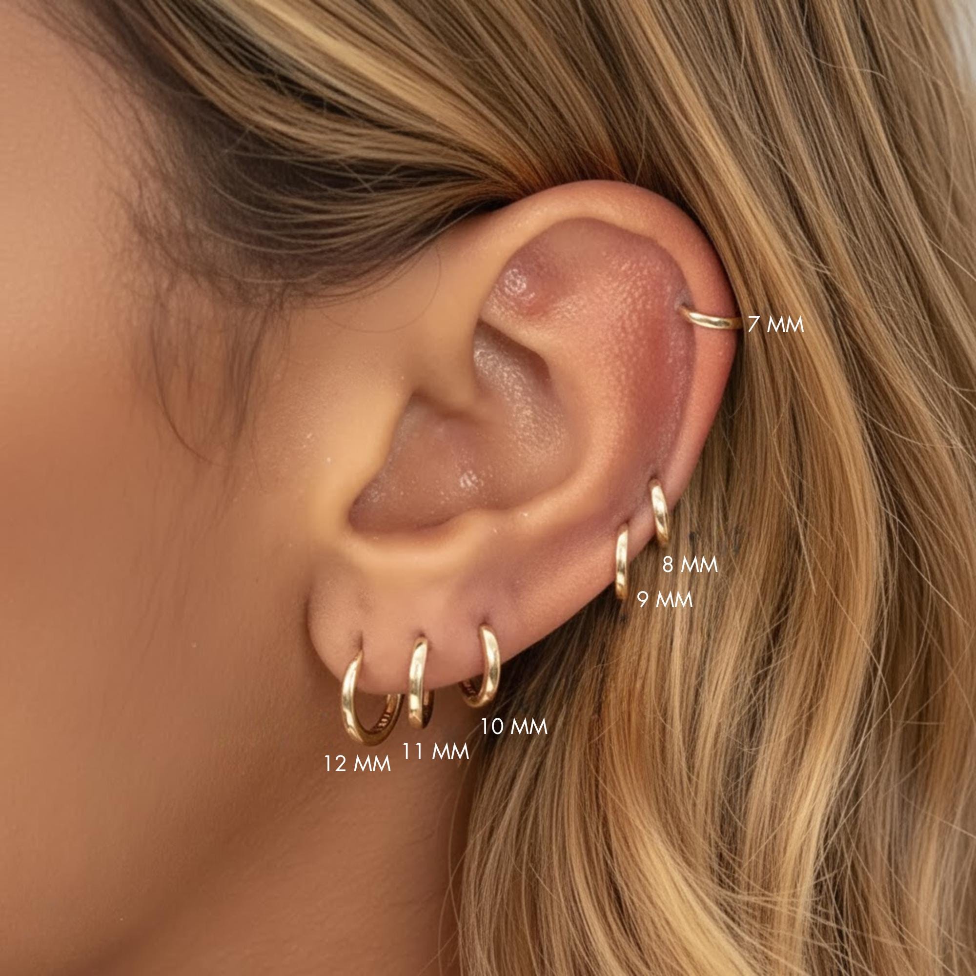 14k Gold Plain Gold Huggie Earrings