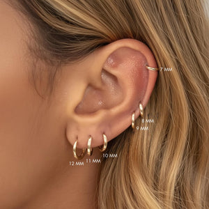 14k Gold Plain Gold Huggie Earrings
