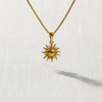 14k Gold Sun Pendant Necklace Mans Pendant Mens Necklace Mens Sun Star Pendant Waterproof Jewelry Gift for Man Boyfriend Gift for Him