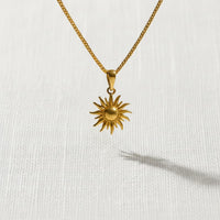 14K Gold Sun Star Pendant Necklace for Men