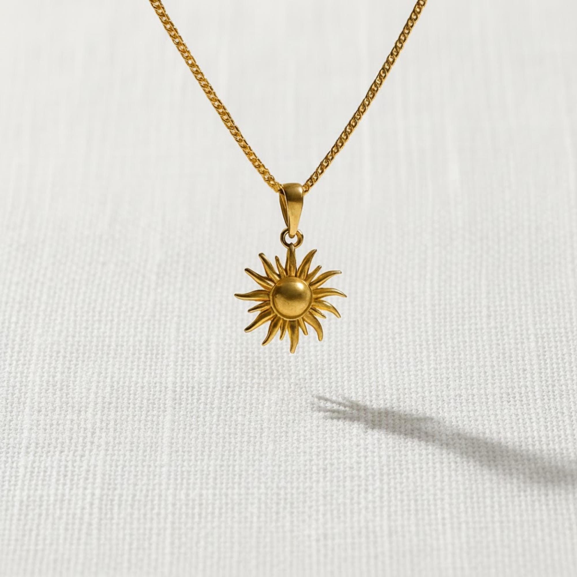 14K Gold Sun Star Pendant Necklace for Men