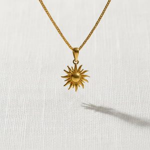 14K Gold Sun Star Pendant Necklace for Men