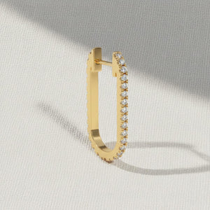 14K Gold U-Shape Diamond Hoop Earrings