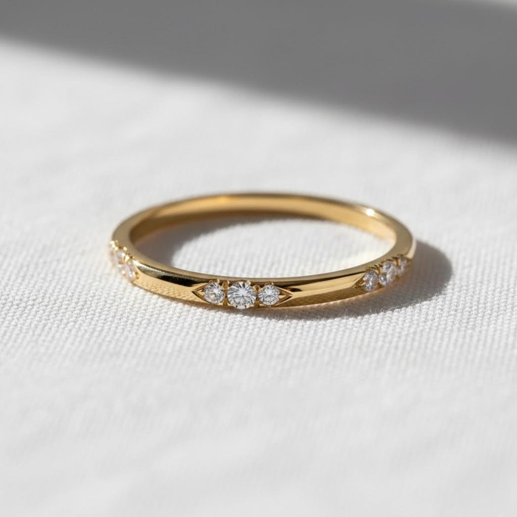 Flush Set Eternity Band, Round Cut Colorless Diamond Wedding Band, Wedding Matching Band, Etoile Ring, Chunky Dainty Band, Bridal Ring Gifts
