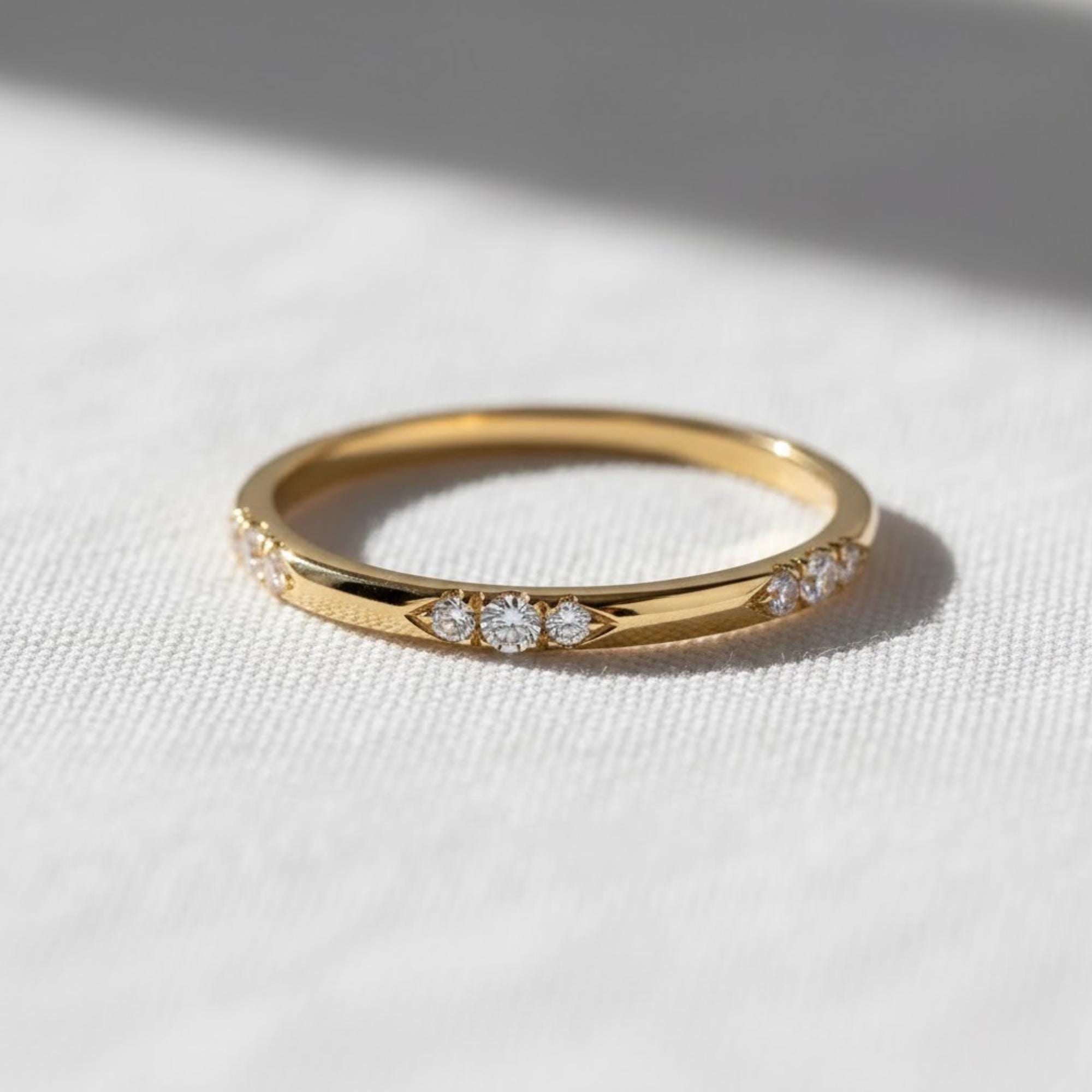 Flush Set Round Cut Diamond Eternity Wedding Band