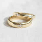 2pc Star Design Couple Rings Set For Men and Women, Diamond engagement ring, mens wedding band, yellow gold wedding ring set, custom jewelry