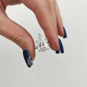 Pear Cut Lab Diamond Solitaire Ring CVD Anniversary Gift for Her
