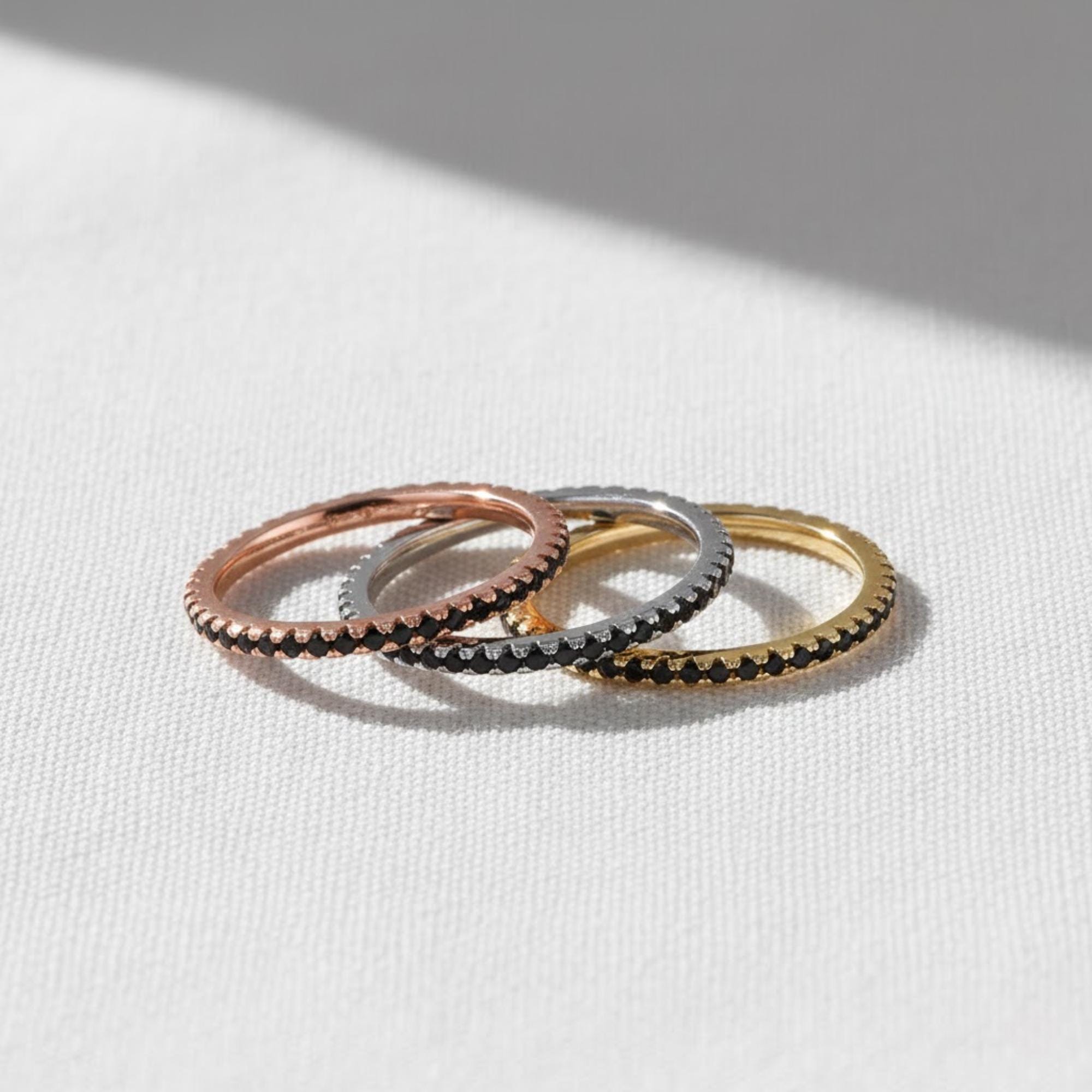 14K Gold Black Diamond Eternity Ring