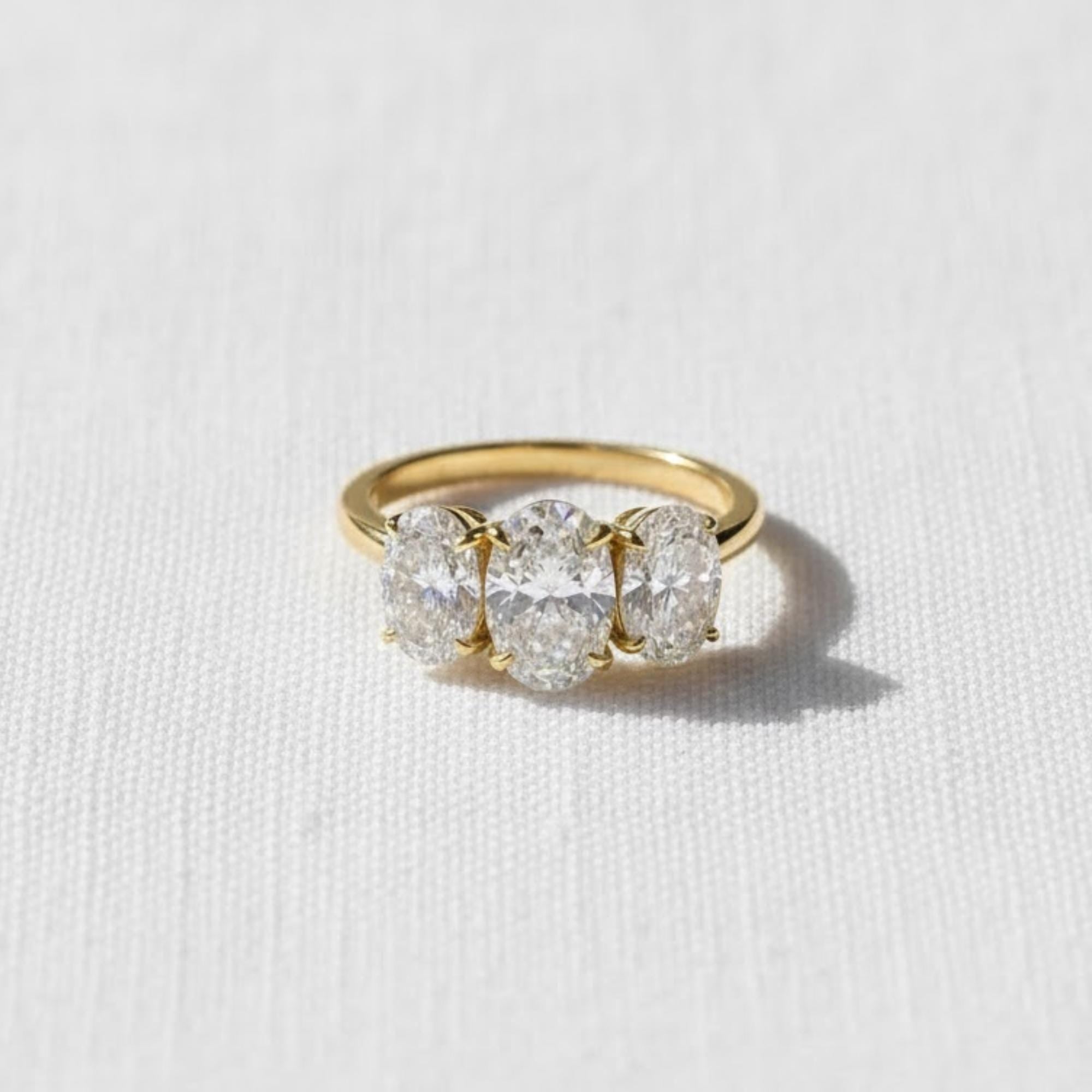 Oval Three Stone Lab Diamond Engagement Ring