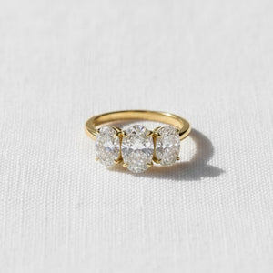 Oval Three Stone Lab Diamond Engagement Ring