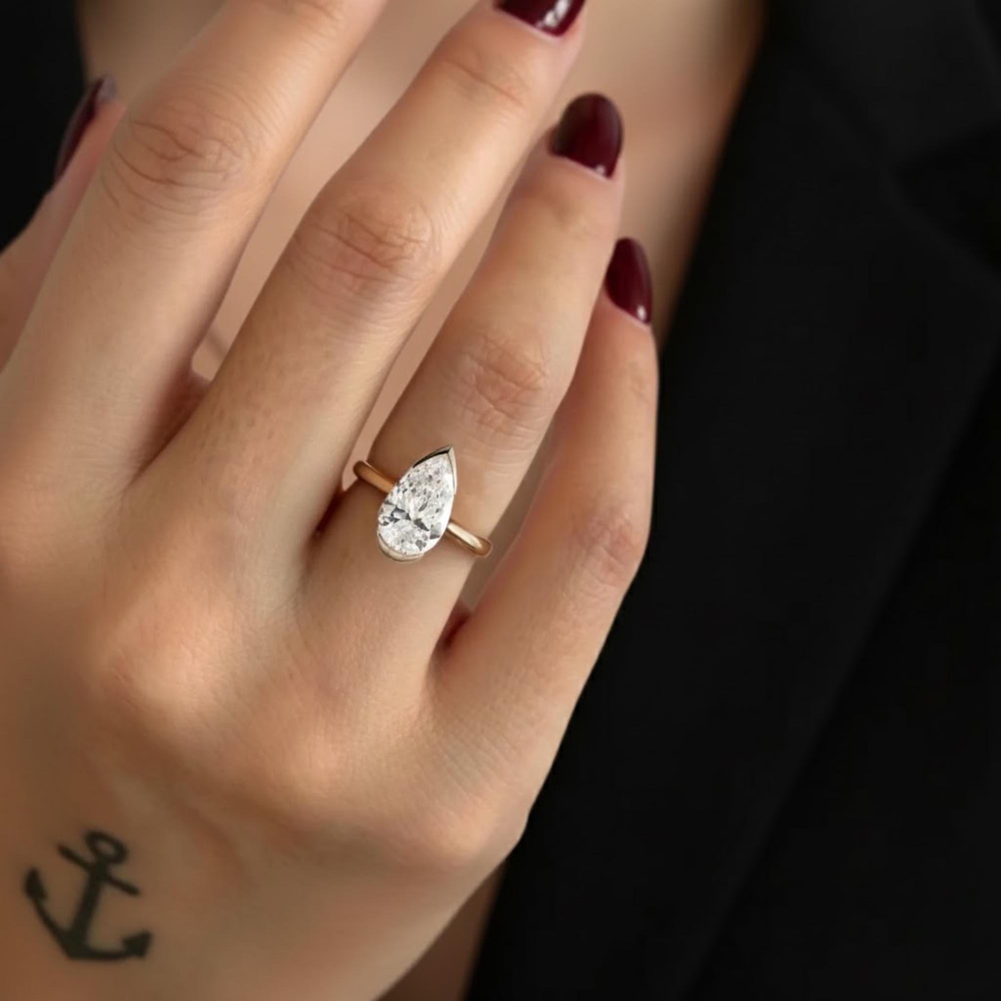 Pear Cut Lab Grown Diamond Engagement Ring
