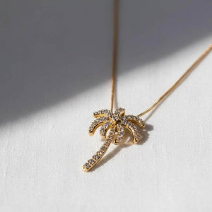 Diamond Palm Tree Pendant Necklace