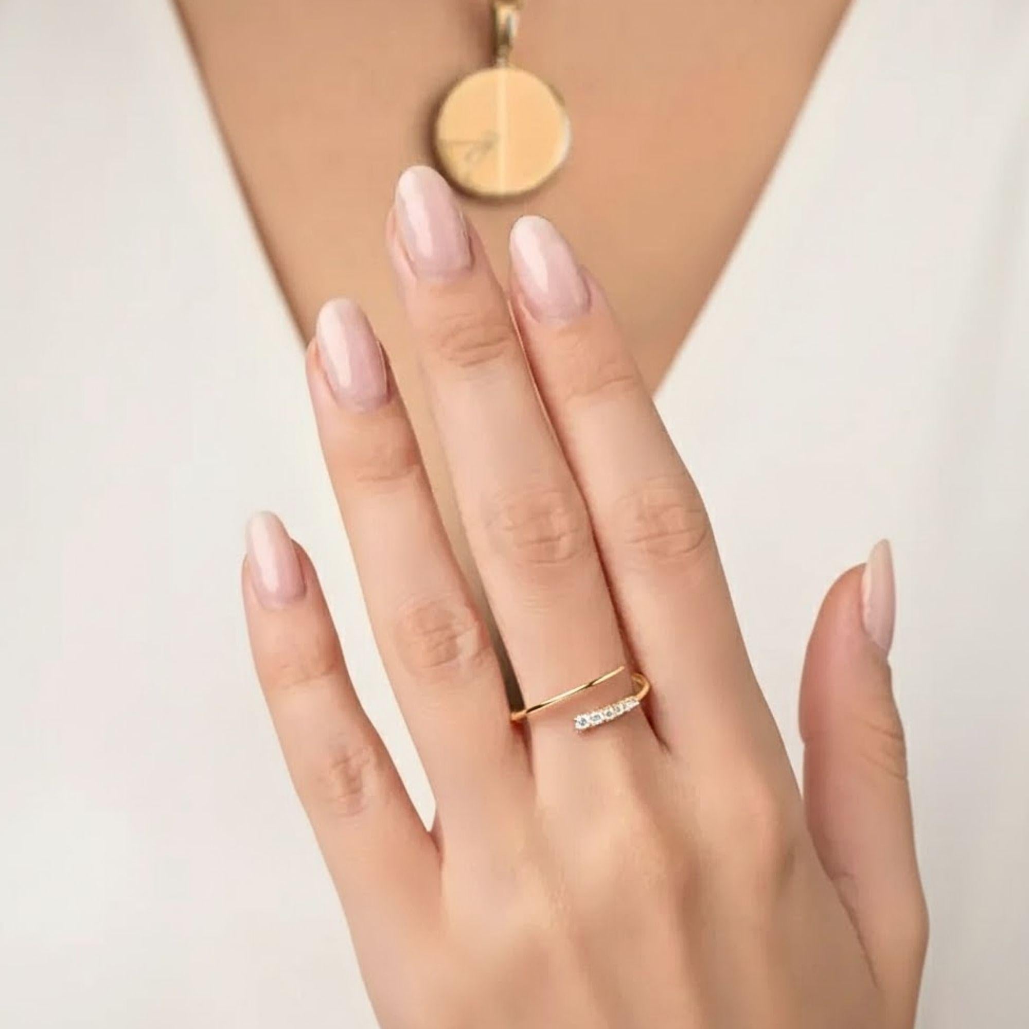 Minimalist Lab Diamond Bypass Ring, 14K Gold
