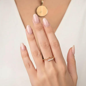 Minimalist Lab Diamond Bypass Ring, 14K Gold